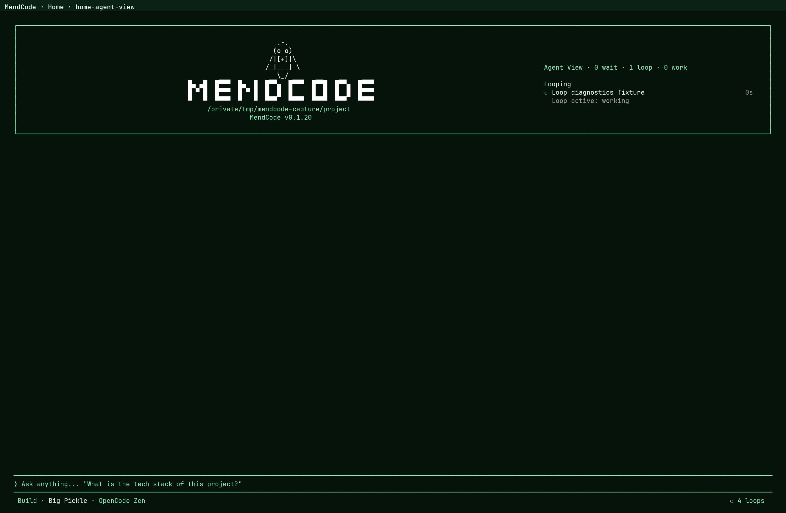 MendCode custom Agent View page